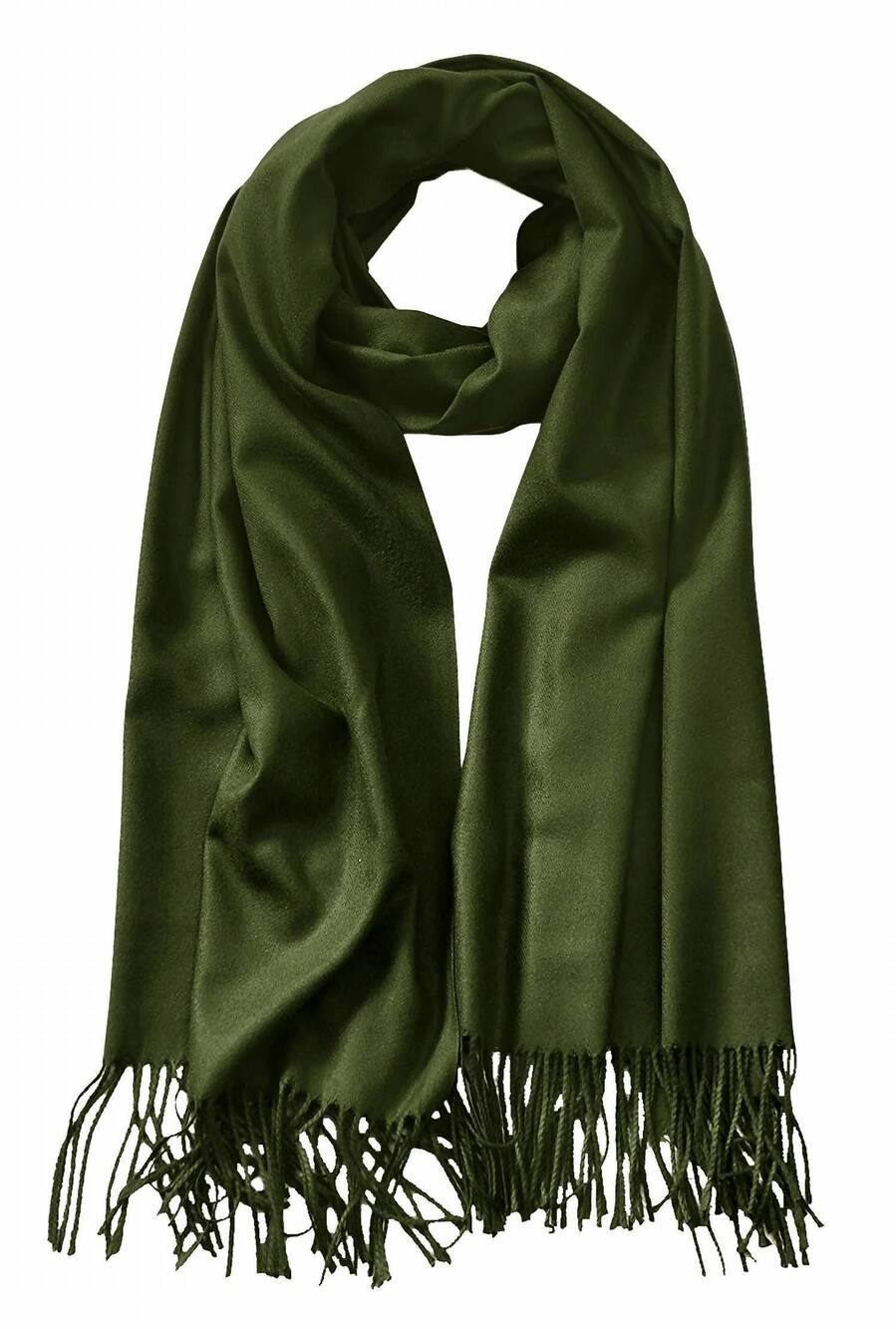 NEW MADE BY JOHNNY women's large silky cashmere scarf in olive